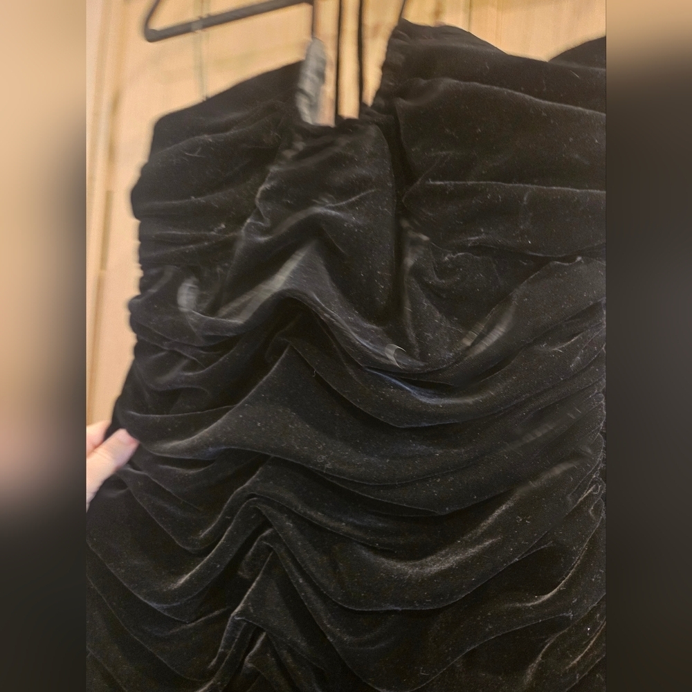 Zara Rouched Velvet Bodycon Mini Dress - Picture 3 of 9